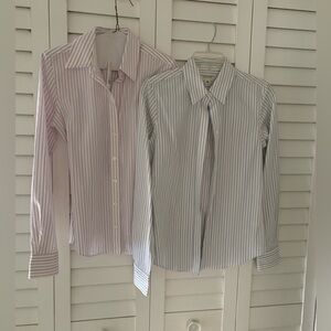 Banana Republic 2 Non-Iron Fitted Long Sleeve Striped Shirts
